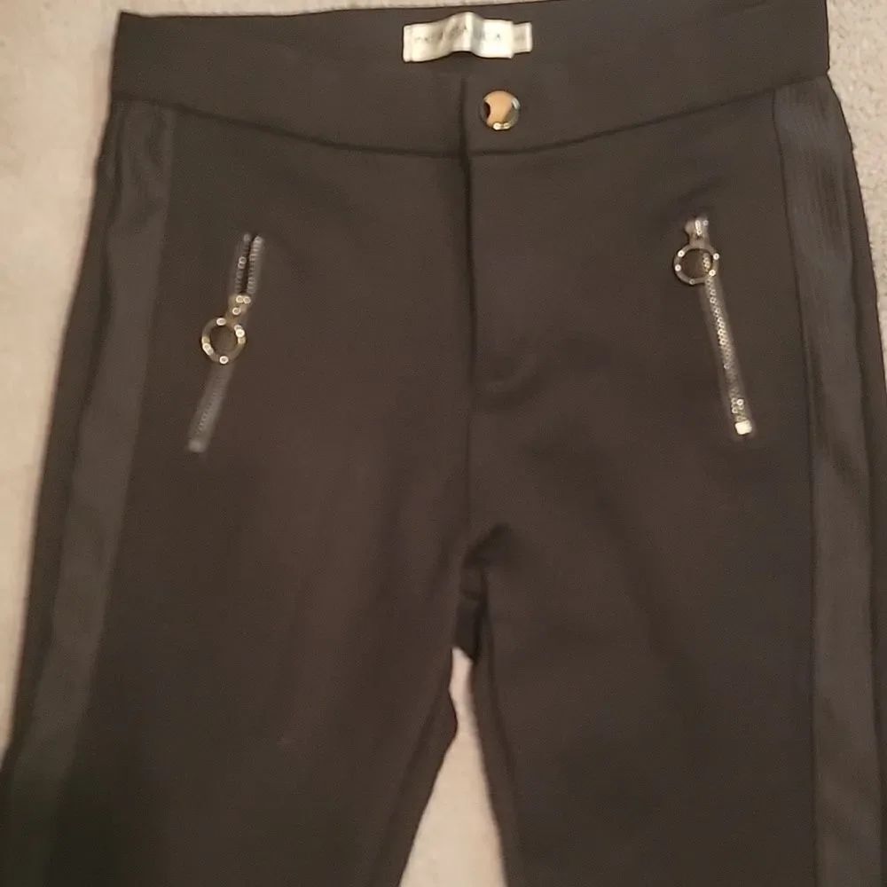 Patrizia Luca Stylish Black Pants with Zipper Details Sz Small